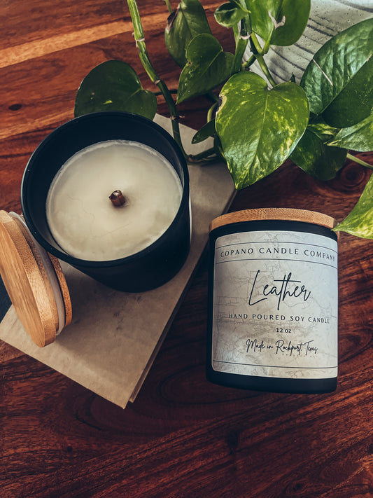 Leather - Soy Wood Wick Candle